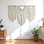 guzhiou large macrame wall hanging - Boho Tapestry Macrame Wall Decor Art- Chic Bohemian Handmade Woven Tapestry Home Decoration for Bedroom Living Room Apartment Wedding Party - 43"x32" (Wood bead) - Image 3