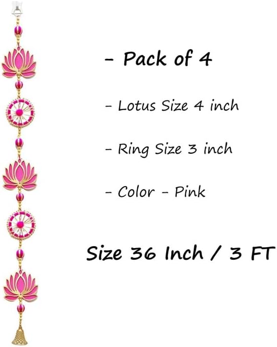 Divyakosh Handmade Lotus Wall & Door Hangings (Pack of 4) - Home & Pooja Decor for Diwali, Wedding, All Festivals (Size - 3 Ft / 36 Inches) - Image 5