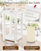 Huquary 16Pcs Wooden Wedding Lantern Centerpiece Rustic Wood Lantern, White - Image 2