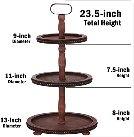 Urban Deco Wooden Tiered Tray 3-Tier Decorative Tray Stand Serving Tray - Image 2