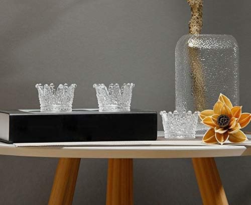 Vixdonos Crown Glass Tealight Candle Holder Set of 12 Clear Votive Candle Holders for Wedding, Party and Home Decor - Image 6