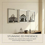 iwa concept Masjid Al Aqsa, Kaaba & Masjid An-Nabawi Islamic Wall Art, Wooden Blessed Places Islamic Wall Decor, Gift for Muslims at Ramadan Eid (Small, Silver | All Three) - Image 6