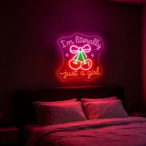 I'm Literally Just A Girl Neon Sign Pink Cherry Bow Led Neon Light - Image 4