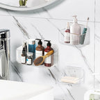 Diesisa Acrylic Wall Mount Organizer, 3Pcs Clear Adhesive Bathroom Shelves by Home