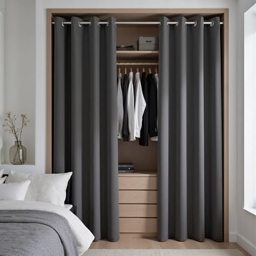 KOUFALL 78 Inch Long Closet Curtain 2 Panels,Insulated Thermal Closet Door Curtains Without Doors,Blackout Alternative to Accordion Door by KOUFALL
