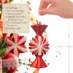 Valery Madelyn Christmas Ball Ornaments, 60ct Candy Cane Red and White Shatterproof Christmas Tree Decorations Set, Variety Decorative Hanging Ornaments for Xmas Trees Bulk Holiday Party Decor - Image 5