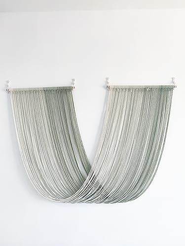 QULBUJ Dip Dye Large Macrame Wall Hanging Tie-Dye Yarn Tapestry Home Boho Wall Decor Ombre Art Headboard Bedroom Living Room 52" Wx34 L,Green - Image 2