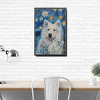 Metal Sign Vintage Tin Sign Samoyed Starry Night Samoyed Frosty Samoyed in Night for Home Winter Retreat and Seasonal Celebrations Rustproof Aluminum 8×12 Inches with Metal Frame - Image 3