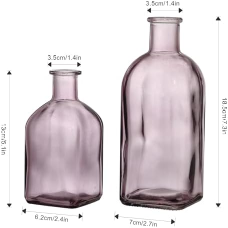 GMWD Glass Flower Vase Set of 6 Purple Clear Bud Vases, 14.5 Oz 8 Oz Apothecary Bottle Vases Decorative for Centerpieces Home Decoration Wedding Reception Table Decor - Image 3