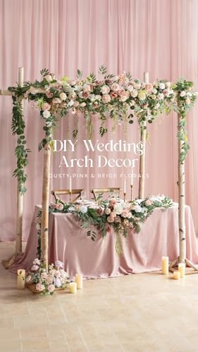 Ling's moment Artificial Pink Flowers Combo, Dusty Rose & Cream, Grand - Image 5