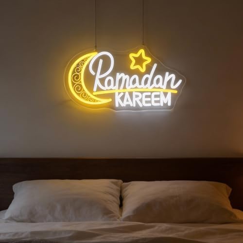 Ramadan Kareem Neon Sign, 15.7x 8.3 Inch Moon Star Led Lights USB Powered Ramadan Mubarak Neon Light for Islamic Muslim Home Windows Bedroom Party Eid Mubarak Ramadan Decoration Gifts - Image 4