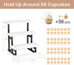 Cupcake Stand for 50 Cupcakes 4 Tiered Tray Stand for Food Cookie Wooden Dessert Display Risers for Party Wedding Buffet Stepped Risers Display Stands for Vendor Farmers Market Display, White - Image 2