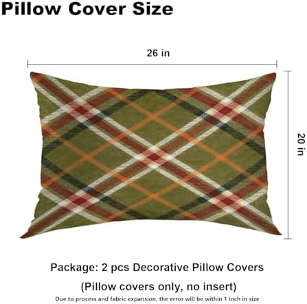 Batmerry Apple Green Checkered Pillowcases, Close Up of The of A Tartan Decorative Bed Pillow Cover with Hidden Zipper Soft Blended for Hair and Skin 20X26 in - Image 4