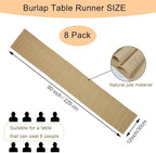 8 Pack 12 x 90 Inch Natural Burlap Table Runners,Rustic Jute Table Runner and Placemats Bulk for Western Wedding Table Decorations,Farmhouse Style Party,Holiday,Kitchen Table Decor - Image 2