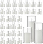 Shihanee 180 Pcs Pillar Candles & Glass Cylinder Holders Set,White by Shihanee