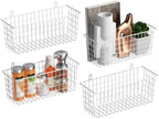 MaraFansie Wire Basket 4-Pack [Extra Large] Hanging Wall Organizer Cabinet Storage Basket Wall Mounted Shelves Rustic Farmhouse Decor for Home Kitchen Bathroom, White by MakeStorageMoreFun