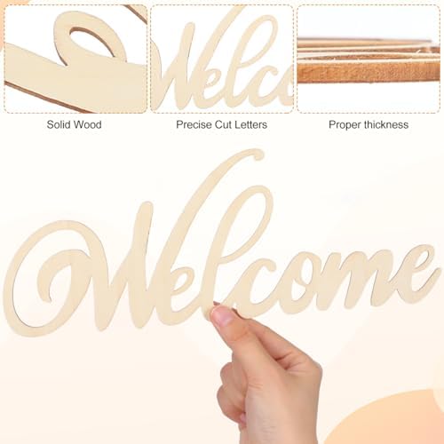 iplusmile 20Pcs Wooden Welcome Sign Wall Decor, Wood Cutout Hanging Art Sign Rustic for Front Door Gallery Home Apartment Kitchen Party Garden Farmhouse Porch, 11.2x4.5 Inch - Image 5