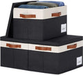 GhvyenntteS Large Storage Bins with Lids (3 Pack), Storage Baskets with Lid and Label Window, Foldable Fabric Storage Boxes with 3 Handles for Home Office College Dorms (Black, 15" x 11" x 9.7") by GhvyenntteS