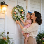 18 Inch Easter Wreath for Front Door Spring Door Wreaths with Easter Eggs Eggplant Handcrafted Wreath Garlands for Indoor Outdoor Decorations - Image 5