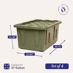 HOMZ Durabilt Plastic Storage Bins with Lids, 27 Gal, Green Camo, 4 Pack - Image 4
