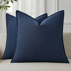 decorUhome Fall Navy Blue Linen Throw Pillow Covers 26x26 Set of 2 by decorUhome