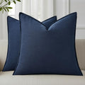 decorUhome Fall Navy Blue Linen Throw Pillow Covers 22x22 Set of 2 by decorUhome