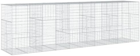 vidaXL Gabion Basket with Cover 196.9"x39.4"x59.1" Galvanized Iron by vidaXL