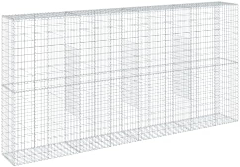 vidaXL Gabion Basket with Cover 157.5"x19.7"x78.7" Galvanized Iron by vidaXL