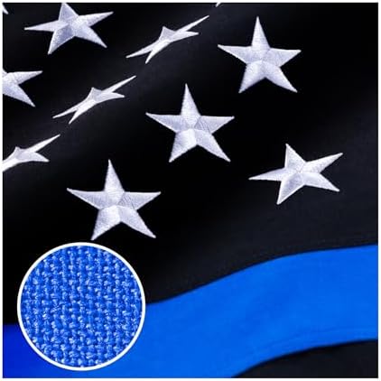 Thin Blue Line Flag 4x6 ft Deluxe Super Tough Series, Heavy Duty Spun Polyester, Back Police Flag High Wind, Durable Blue American Law Enforcement Flags for Outdoor Outside by XIFAN