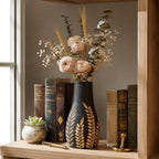Home Decor Vases for Centerpieces,Wood Flower Vase for Living Room Decor，Black Boho Bookshelf Desk Entry Way Coffee Table Decor,Kitchen Office Laundry Bedroom Decor Aesthetic Vases for Flowers - Image 5
