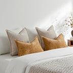 DEZENE Pack of 2 Tan Decorative Throw Pillow Covers 22x22 Cozy Soft Chenille Accent Vintage Square Couch Pillow Covers for Home Decor Bed Sofa Living Room - Image 5