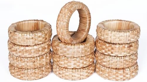Goroly Home Rattan Napkin Rings Set of 24 for Wedding Party Decoration, Napkin Holder for Table Decoration, Christmas Table Decorations, Thanksgiving Home Decor (Brown) by GorolyHome