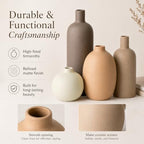 Ceramic Vase Set of 4 – Handmade Modern Minimalist Vases for Dried or Fresh Flowers, Matte Decorative Neutral Vases for Living Room, Table, Shelf & Entryway - Image 4