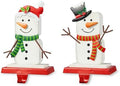 Glitzhome Christmas Stocking Holders for Mantel, Set of 2 Snowman S'Mores Marshmallow Metal Hooks, Heavy Duty Fireplace Hangers for Indoor Holiday Decor by Glitzhome