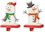 Glitzhome Christmas Stocking Holders for Mantel, Set of 2 Snowman S'Mores Marshmallow Metal Hooks, Heavy Duty Fireplace Hangers for Indoor Holiday Decor by Glitzhome