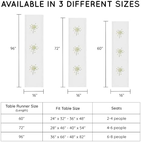 Hand-Embroidered Cotton Table Runner, 16 x 96 Inch, Yellow Dandelion - Image 3