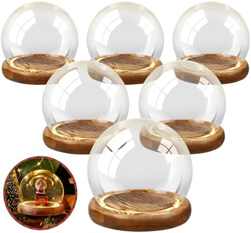 Funtery 6 Pcs 3.94 Inch Christmas Glass Display Dome Cloche Glass Globe by Funtery