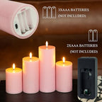LUSHARBOR Flameless Candles, 4 Pack Battery Operated Candles with Remote, Real Wax LED Fake Candles with Timer Flickering for Christmas Wedding Home Party D3 H 5" 6" 7" 9" Pink - Image 6