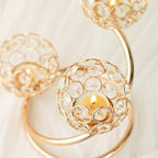 Metal Crystal Candle Holder Set of 6 - Elegant 3-Arm Metal Tea Light Centerpiece with Shining Crystal Bowl, Wedding Anniversary Table Decor for Dining, Party (Gold, 6 Pcs 3 Arm) - Image 5