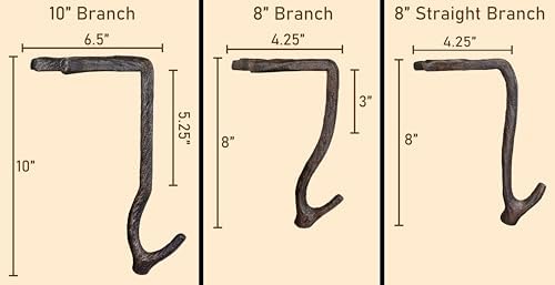 Lulu Decor,100% Cast Iron 8" Stocking Holder for mantle Holds Up to 9 lbs Low Profile Design with Rubber Grip Ideal for Christmas Stockings Garland Holder Simple Natural Branch antler shape (Set of 4) - Image 4