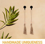 KALLORY 12 X Wooden Bead Tassel Strings Wood Jute Rope Boho - Image 3