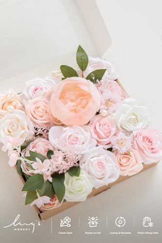 Ling's moment Artificial Pink Flowers Combo, Blush, Grand - Image 6