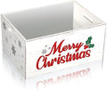 Namalu Christmas Hot Cocoa Bar Storage Box Wooden Crate with Handles Hot Cocoa Decorative Rustic Farmhouse Wood Basket Christmas Wood Storage Bins Organizer Bucket for Xmas Candy Dish Home(White) by Namalu