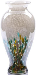 11.8" Tall Blown Green Glass Vase, Colorful Opaque Glass Vase, Unique Design Wide Mouth Art Decoration for Home, Living Room, Dining Table, Pampas Grass Decor (Green) by oliruim