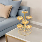 Healifty 7-Light Lotus Tealight Candle Holder Gold Metal Lotus Flower Stand - Image 7