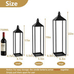 Black Floor Lanterns for Outdoor Indoor, Tall Metal Candle Lantern Set of 3 - Image 5