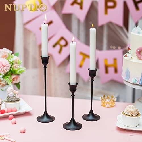 Nuptio Black Candlestick Holders 30 Pcs Candle Sticks Holder Metal Tapered Candle Holder Taper Candle Holders for Wedding Christmas Party Celebration Mantel Dinner Home Decoration - Image 6