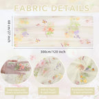 Beige White Floral Gauze Table Runner 10ft Embroidery Tulle Spring Decor - Image 5