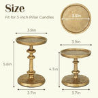 Gold Cast Iron Pillar Candle Holders Set of 2 Farmhouse Candlesticks - Image 3