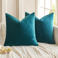 MIULEE 24x24 Inch Pack of 2 Euro Velvet Throw Pillow Covers Teal by MIULEE